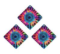 Lot de 3 désodorisants de voiture à suspendre - Feuilles parfumées à suspendre pour décoration intérieure de voiture, maison, voiture - Style tribal exotique tie-dye