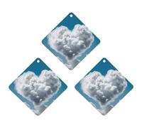 Lot de 3 désodorisants de voiture à suspendre - Feuilles parfumées à suspendre pour voiture, maison, décoration intérieure - Les nuages blancs sont comme un cœur