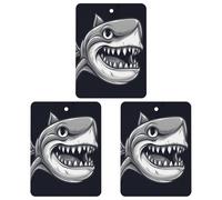 Lot de 3 désodorisants de voiture à suspendre - Feuilles parfumées à suspendre pour voiture, maison, décoration intérieure - Requin de dessin animé avec large ouverture