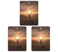 Lot de 3 désodorisants de voiture à suspendre - Feuilles parfumées à suspendre pour voiture, maison, décoration intérieure - Man lève les bras