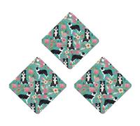 Lot de 3 désodorisants de voiture à suspendre - Feuilles parfumées à suspendre pour voiture, maison, décoration intérieure, Border Collie Florals