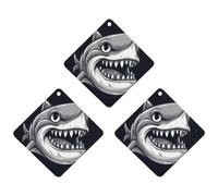 Lot de 3 désodorisants de voiture à suspendre - Feuilles parfumées à suspendre pour voiture, maison, décoration intérieure - Requin de dessin animé avec large ouverture
