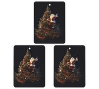 Lot de 3 désodorisants de voiture à suspendre - Feuilles parfumées à suspendre pour voiture, maison, voiture, décoration intérieure, Père Noël sur le sapin de Noël