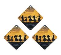 Lot de 3 désodorisants de voiture à suspendre - Feuilles parfumées à suspendre pour voiture, maison, voiture, décoration intérieure, cinq silhouettes de danse hawaïenne