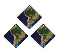 Lot de 3 désodorisants de voiture à suspendre - Feuilles parfumées à suspendre pour voiture, maison, voiture, décoration intérieure, image satellite Amérique du Sud