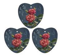 Lot de 3 désodorisants de voiture à suspendre style shabby chic avec motif de roses d'amour - Cartes parfumées durables pour voiture, maison, bureau - Style gris