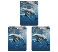 Lot de 3 désodorisants de voiture carrés à suspendre pour homme et femme Motif dauphins mignons