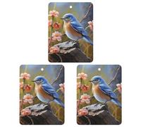 Lot de 3 désodorisants de voiture carrés à suspendre pour homme et femme Motif oiseau bleu oriental