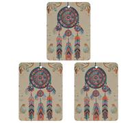 Lot de 3 désodorisants de voiture colorés rétro Tribe Dream Catcher - Carrés à suspendre - Cartes parfumées durables pour voiture, maison, bureau - Style blanc