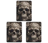 Lot de 3 désodorisants de voiture en cuir avec motif tête de mort rose à suspendre pour homme et femme
