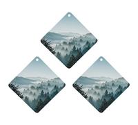 Lot de 3 désodorisants de voiture en forme d'arbre bleu et vert avec motif de losanges à suspendre, cartes parfumées durables pour voiture, maison, bureau - Style noir
