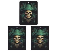 Lot de 3 désodorisants de voiture en forme de crâne de pirate à suspendre - Cartes parfumées - Désodorisant pour voiture - Longue durée - Pour homme et femme - Avec cordon - Freshies automobiles