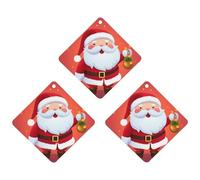 Lot de 3 désodorisants de voiture en forme de losange à suspendre - Motif Père Noël mignon - Cartes parfumées durables pour voiture, maison, bureau - Style noir