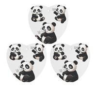 Lot de 3 désodorisants de voiture en forme de panda ludique à suspendre, cartes parfumées mignonnes noires, désodorisants de voiture durables pour femmes et hommes, désodorisants naturels avec cordon