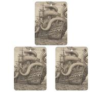 Lot de 3 désodorisants de voiture en forme de pieuvre pirate à suspendre - Cartes parfumées - Désodorisants de voiture gris mignons - Parfums de voiture neuves - Senteurs de voitures neuves pour homme