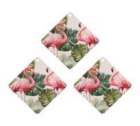 Lot de 3 désodorisants de voiture flamants roses et feuilles de palmiers à suspendre - Cartes parfumées - Désodorisant gris mignon pour voiture - Parfums de voiture neuves pour homme et femme