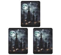 Lot de 3 désodorisants de voiture gothiques Happy Halloween à suspendre, cartes parfumées mignonnes grises pour voiture, parfums de voitures neuves pour hommes et femmes avec cordon de serrage
