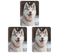 Lot de 3 désodorisants de voiture Husky Piquant Dog - Cartes parfumées à suspendre - Désodorisants de voiture gris mignons - Parfums de voiture neuves - Senteurs de voitures neuves pour homme et femme