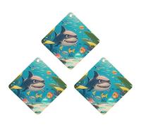 Lot de 3 désodorisants de voiture Sharks and Small Fish à suspendre, cartes parfumées durables pour voiture, maison, bureau, style blanc