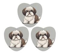 Lot de 3 désodorisants de voiture Shih Tzu en forme de chien - Cartes parfumées à suspendre - Noir - Longue durée - Pour homme et femme - Désodorisant naturel avec cordon de serrage