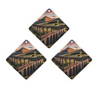 Lot de 3 désodorisants de voiture Sunset over Elevated Bridge - Cartes parfumées longue durée pour voiture, maison, bureau - Style blanc
