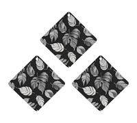 Lot de 3 désodorisants jacquard à motif de feuilles noires et grises pour voiture, maison, bureau - Style noir