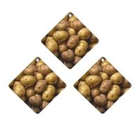 Lot de 3 désodorisants naturels à suspendre pour voiture - Motif pommes de terre - Noir mignon - Pour homme et femme - Avec cordon