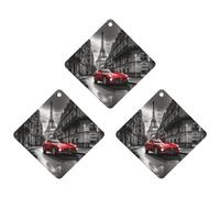 Lot de 3 désodorisants pour voiture City Street rouge à suspendre - Cartes parfumées - Désodorisants de voiture gris mignons - Parfums de voiture neuves - Senteurs de voitures neuves pour homme et