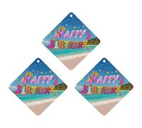 Lot de 3 désodorisants pour voiture « Happy Birthday on The Beach » à suspendre - Cartes parfumées durables pour voiture, maison, bureau - Style noir