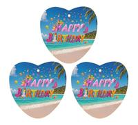 Lot de 3 désodorisants pour voiture « Happy Birthday on The Beach » à suspendre - Cartes parfumées durables pour voiture, maison, bureau - Style noir