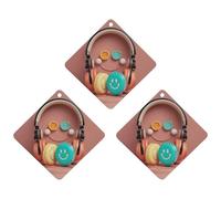 Lot de 3 désodorisants pour voiture Happy Smiling Face - Cartes parfumées durables pour voiture, maison, bureau - Style gris