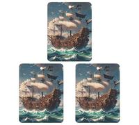 Lot de 3 désodorisants pour voiture motif bateau pirate à suspendre - Cartes parfumées - Thé mignon - Désodorisant de voiture - Parfum de voiture - Pour homme et femme - Désodorisant naturel avec