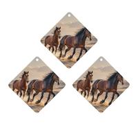 Lot de 3 désodorisants pour voiture - Motif chevaux qui courent dans le sable - Cartes parfumées durables pour voiture, maison, bureau - Style blanc