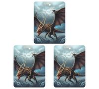 Lot de 3 désodorisants pour voiture motif dragon volant - Cartes parfumées à suspendre - Noir - Longue durée - Pour homme et femme - Désodorisant naturel avec cordon de serrage