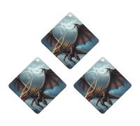 Lot de 3 désodorisants pour voiture motif dragon volant - Cartes parfumées à suspendre - Noir - Longue durée - Pour homme et femme - Désodorisant naturel avec cordon de serrage