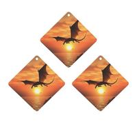 Lot de 3 désodorisants pour voiture motif dragon volant - Cartes parfumées à suspendre - Noir - Longue durée - Pour homme et femme - Désodorisant naturel avec cordon de serrage