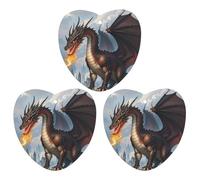 Lot de 3 désodorisants pour voiture motif dragons qui respirent le feu, cartes parfumées durables pour voiture, maison, bureau, style gris
