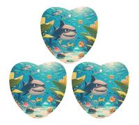 Lot de 3 désodorisants pour voiture Sharks And Small Fish à suspendre, cartes parfumées durables pour voiture, maison, bureau, style noir