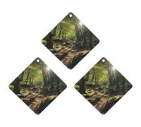 Lot de 3 désodorisants pour voiture Sunshine in the Woods - Cartes parfumées à suspendre - Noir - Longue durée - Pour homme et femme - Désodorisant naturel avec cordon de serrage