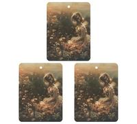 Lot de 3 désodorisants pour voiture - Une belle fée - Cartes parfumées à suspendre - Noir - Longue durée - Pour homme et femme - Avec cordon de serrage