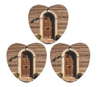 Lot de 3 désodorisants rétro à suspendre pour voiture, maison, bureau - Motif porte rurale - Style gris