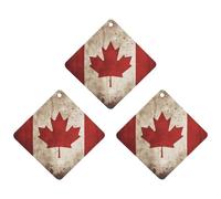 Lot de 3 désodorisants rétro pour voiture, maison, bureau - Motif drapeau du Canada - Style gris