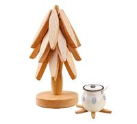 Lot de 3 dessous de plat en bambou : ensemble de 3 sous-verres en bois, dessous de verre en forme d'arbre, sets de table pour casseroles chaudes, poêles et théières (A1)