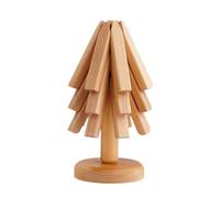 Lot de 3 dessous de plat en bois de noyer noir, dessous-de-plat en bois pour plats chauds, dessous de plat en forme d'arbre, dessous de plat pliable, rangement facile