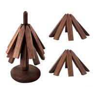 Lot de 3 dessous de plat en bois de noyer noir en forme d'arbre pour protéger les plats chauds, résistants à la chaleur, adaptés pour une utilisation en cuisine (quatre étages)