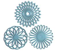 Lot de 3 dessous de plat en silicone - Dessous de plat pour table et comptoir - Antidérapant et résistant à la chaleur - Tapis de cuisine moderne pour casseroles et poêles, turquoise