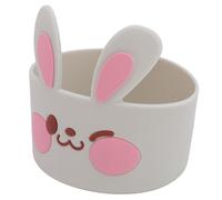 Lot de 3 Dessous de Verre en Silicone pour Bouteille d'eau, Lapins de Dessin animé Mignon, Manchon de Protection Antidérapant pour Récipient à Boisson avec Couvercle Inférieur de Tasse (Grey)