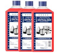 Lot de 3 détartrants universels concentrés de 750 ml, comme pour machine à café, bouilloire, etc. - Pour 6 détartres/applications de 125 ml chacune