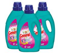 Lot de 3 détergents liquides General Color 5 en 1 pour machine à laver, 28 lavages, 3 flacons de 1,26 l