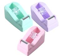 Lot de 3 dévidoirs de ruban adhésif transparent rechargeables, 18 x 20 mm, pour l'école, la maison et le bureau (3 couleurs)